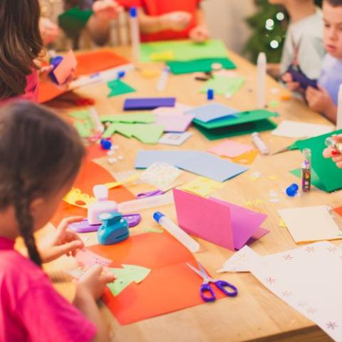 children making cards