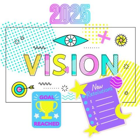 a vision board with goals for 2025